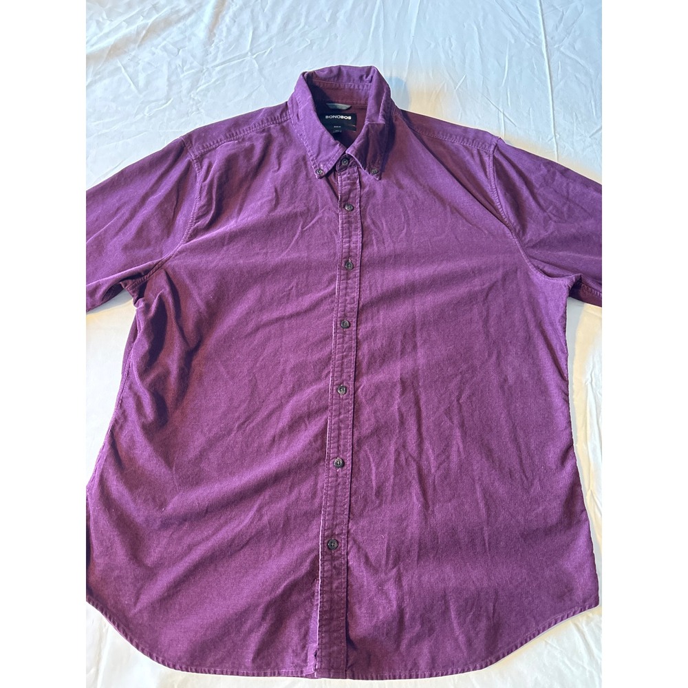 Bonobos Corduroy Button Down Mens‎ XL Purple Excellent Slim Fit Long Sleeve Plum